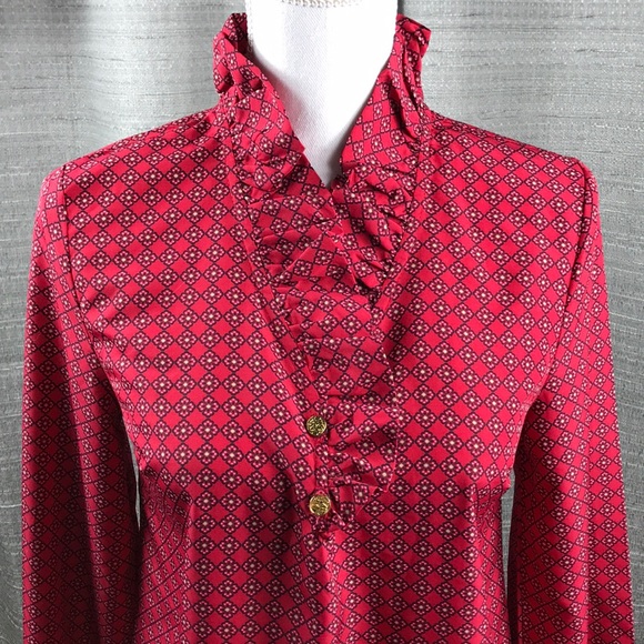 Mud Pie Tops - Mudpie Red Ruffle Collard Blouse